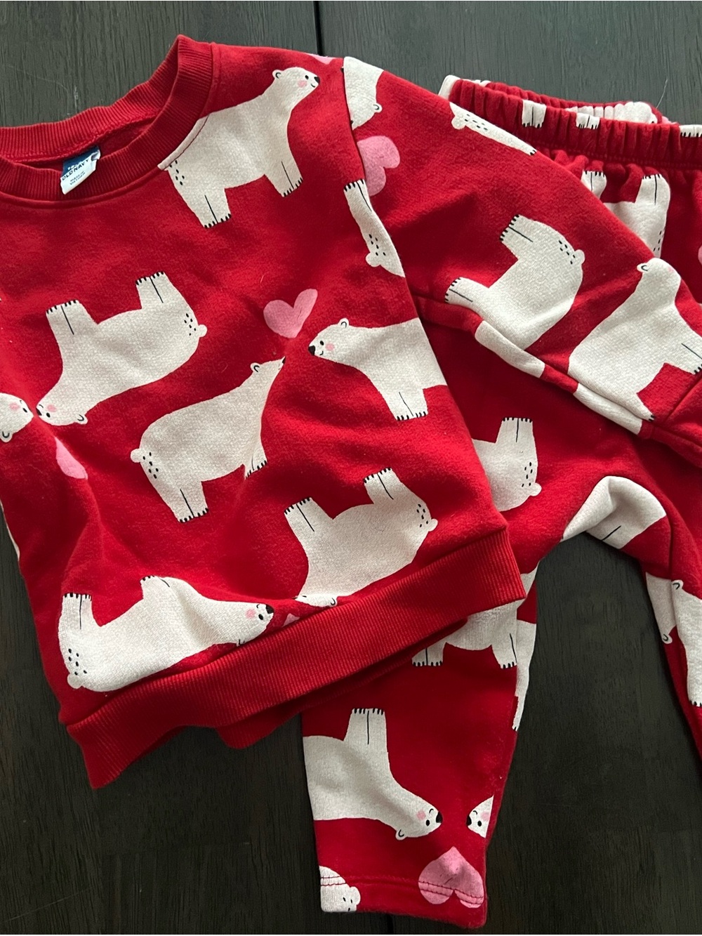 Old Navy Red Polar Bear Print Sweatshirt Set